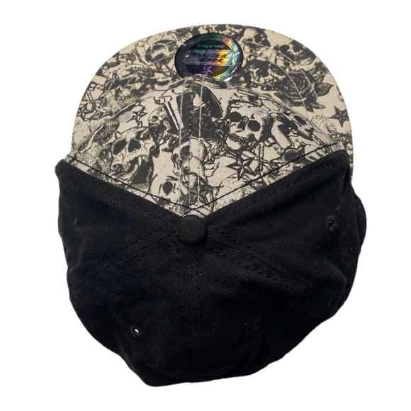 NO FEAR Hat Cap - Junior Adjustable Snapback Black Grey Skull Hologram Sticker - Picture 6 of 8